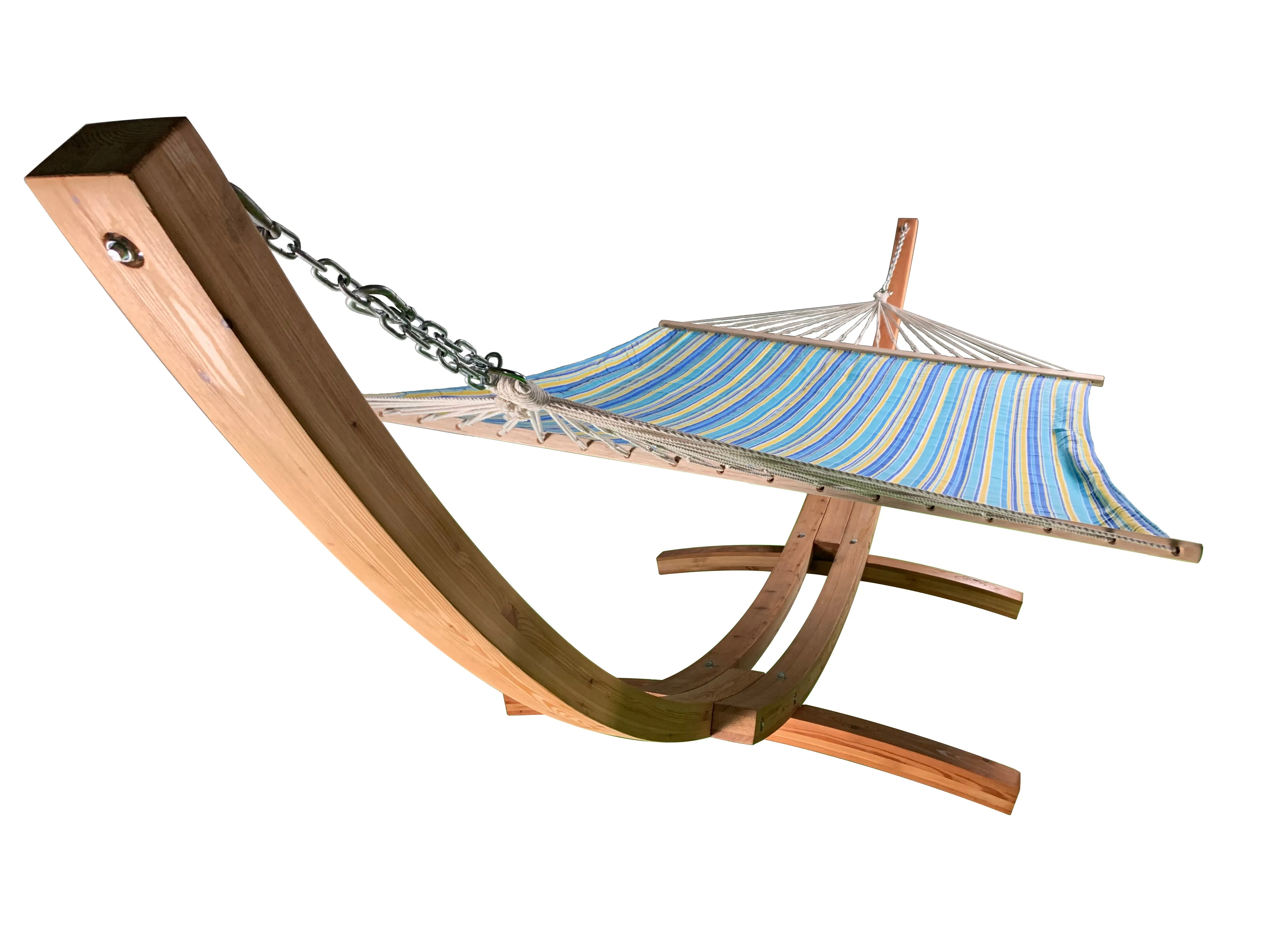 14 Ft. Wooden Arc Hammock Stand & Quilted Hammock Bed.