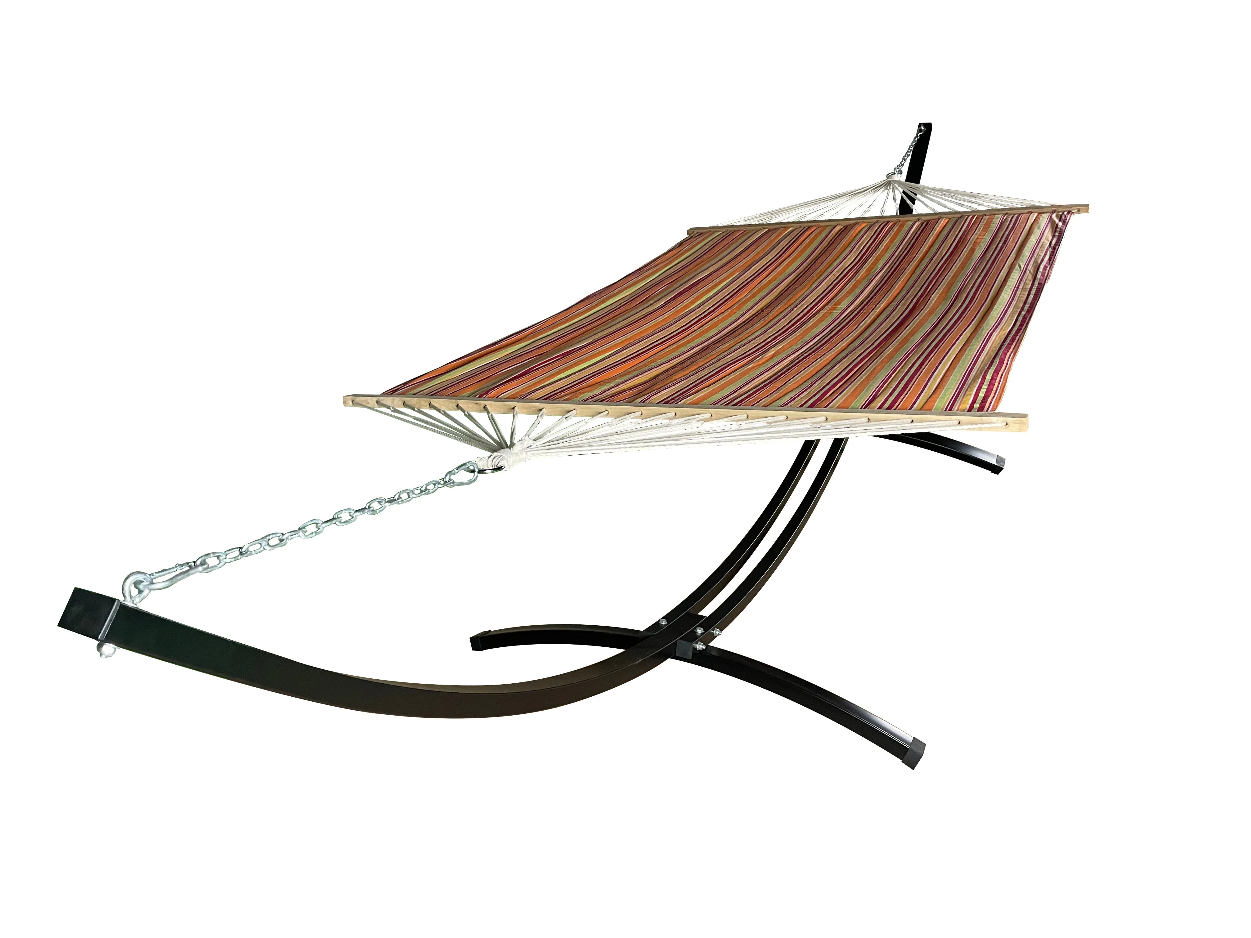 15 Ft. Indoor/Outdoor Black Steel Arc Hammock Stand w/Quilted Hammock Bed.