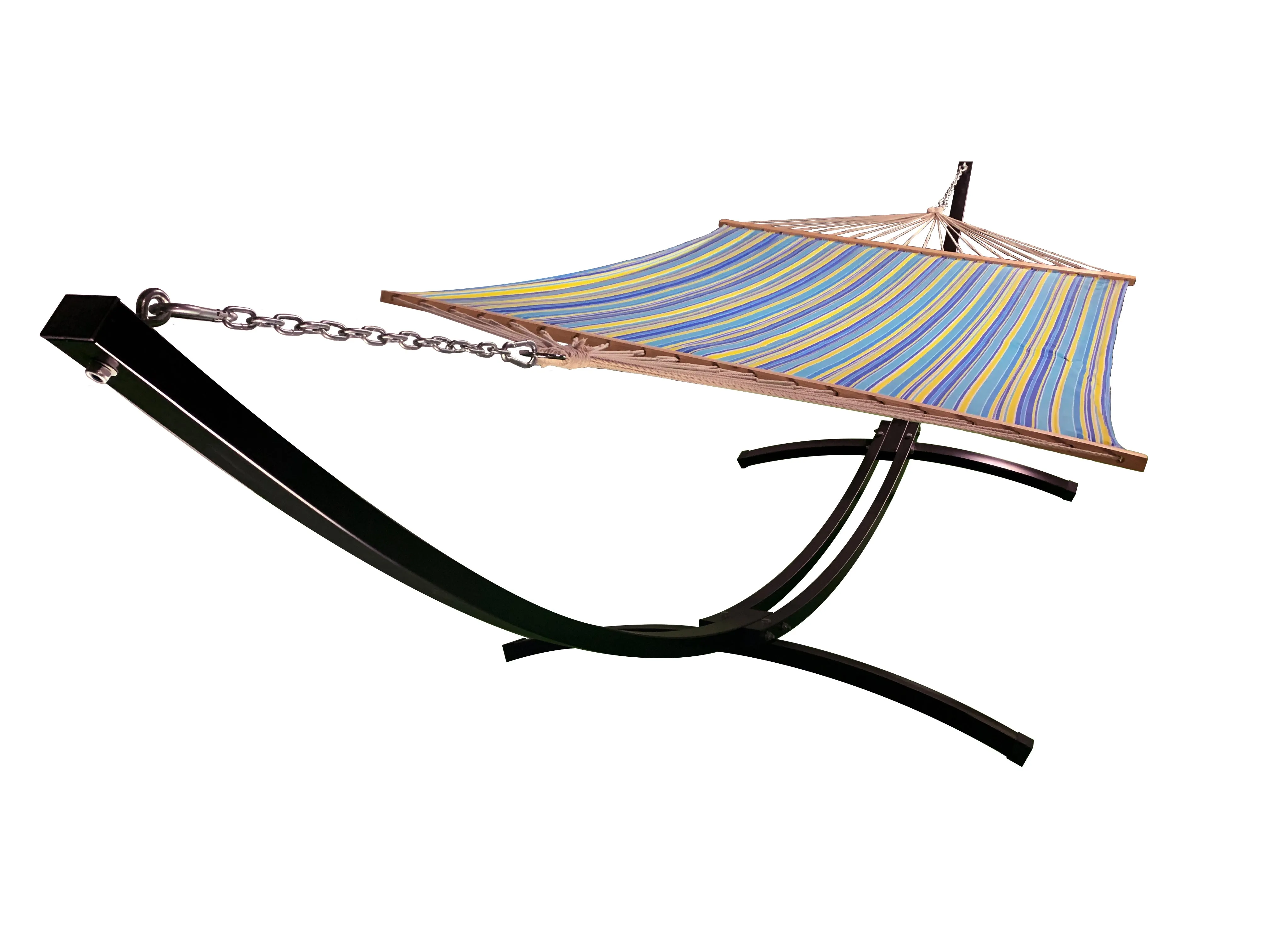 15 Ft. Indoor/Outdoor Black Steel Arc Hammock Stand w/Quilted Hammock Bed.