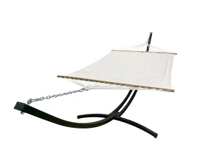 15 Ft. Indoor/Outdoor Black Steel Arc Hammock Stand w/Quilted Hammock Bed.