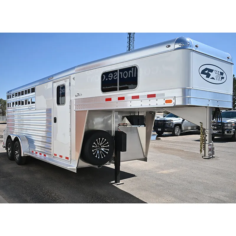 2025 4 Star 3 Horse Stock Combo Horse Trailer, Hydraulic Jack