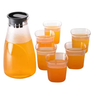 2358 Plastic Transparent Unbreakable Lemon Juice Jug Set and 6 pcs Glass