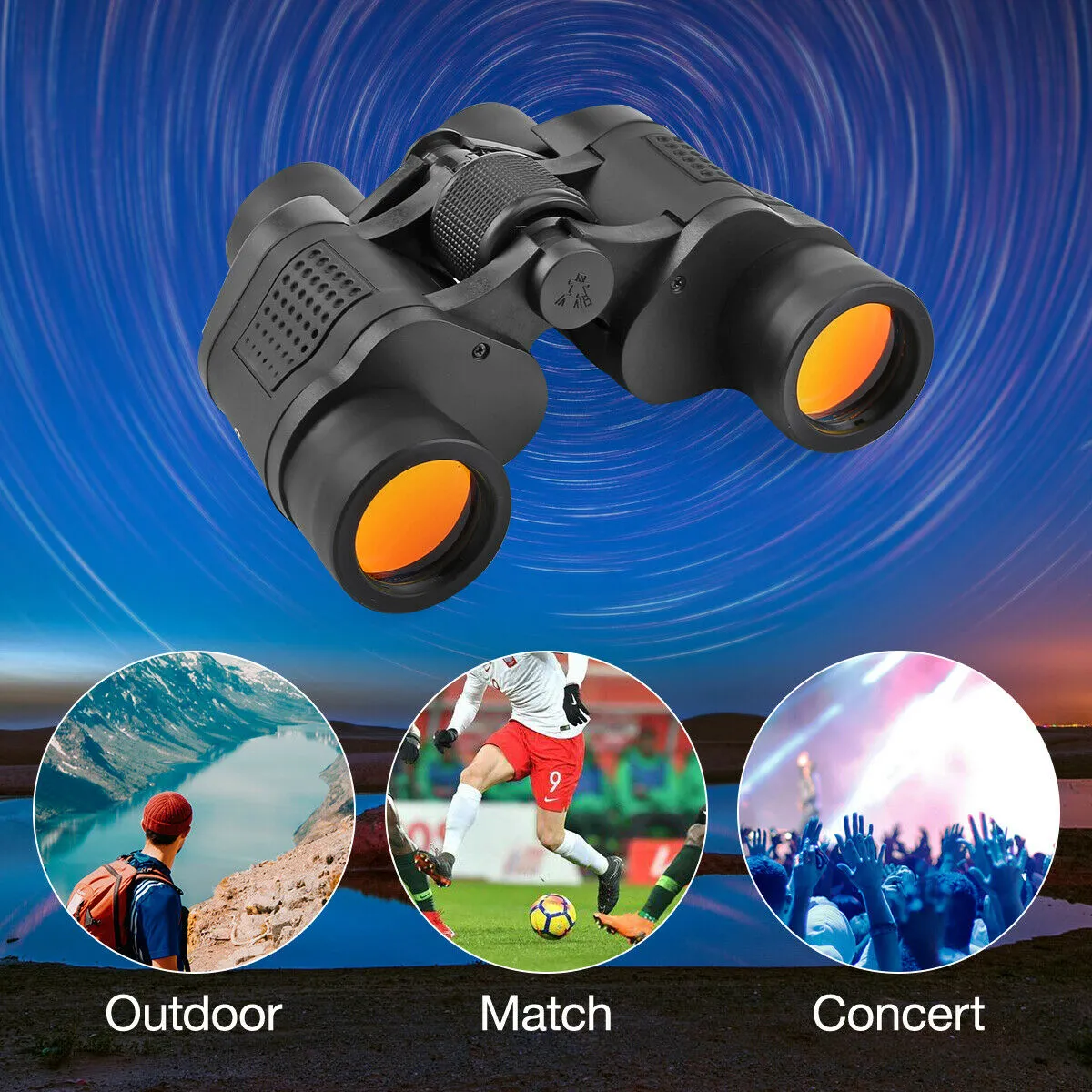 60x60 High Power Binoculars With Coordinates Portable Telescope