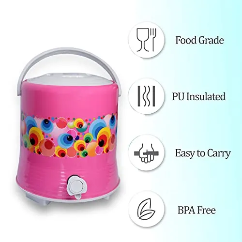 AASA Insulated Water Jug/Camper for Home and Office Use for Summer Season (4 liters, Multicolor)