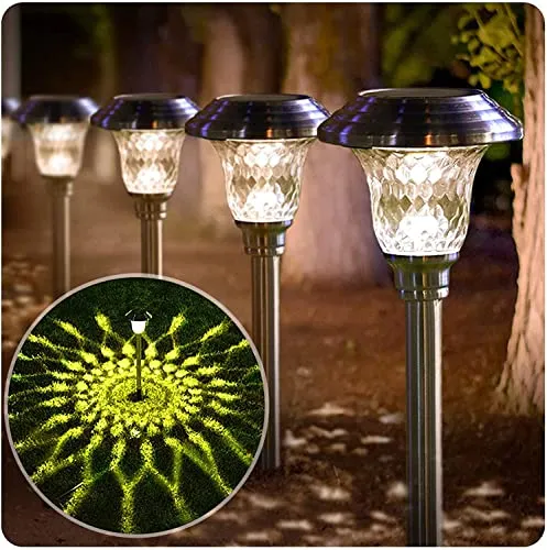 BEAU JARDIN 8 Pack Solar Pathway Lights Waterproof,Landscape Path Lights, Supper Bright Up to 12 Hrs,Stainless Steel Auto On/Off Solar Powered Garden Lighting for Yard Patio Walkway BG1671