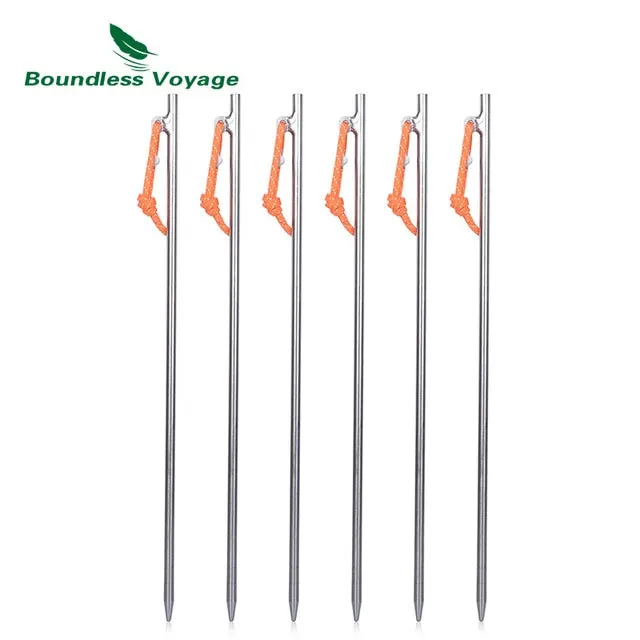 Boundless Voyage 6 Pcs Tent Pegs Aluminium Titanium Tent stakes Windproof Outdoor Traveling Tent Accessories 20 24 30 35 40 cm