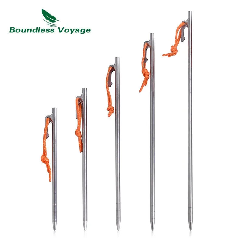 Boundless Voyage 6 Pcs Tent Pegs Aluminium Titanium Tent stakes Windproof Outdoor Traveling Tent Accessories 20 24 30 35 40 cm