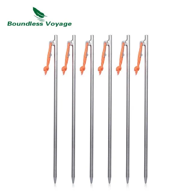 Boundless Voyage 6 Pcs Tent Pegs Aluminium Titanium Tent stakes Windproof Outdoor Traveling Tent Accessories 20 24 30 35 40 cm