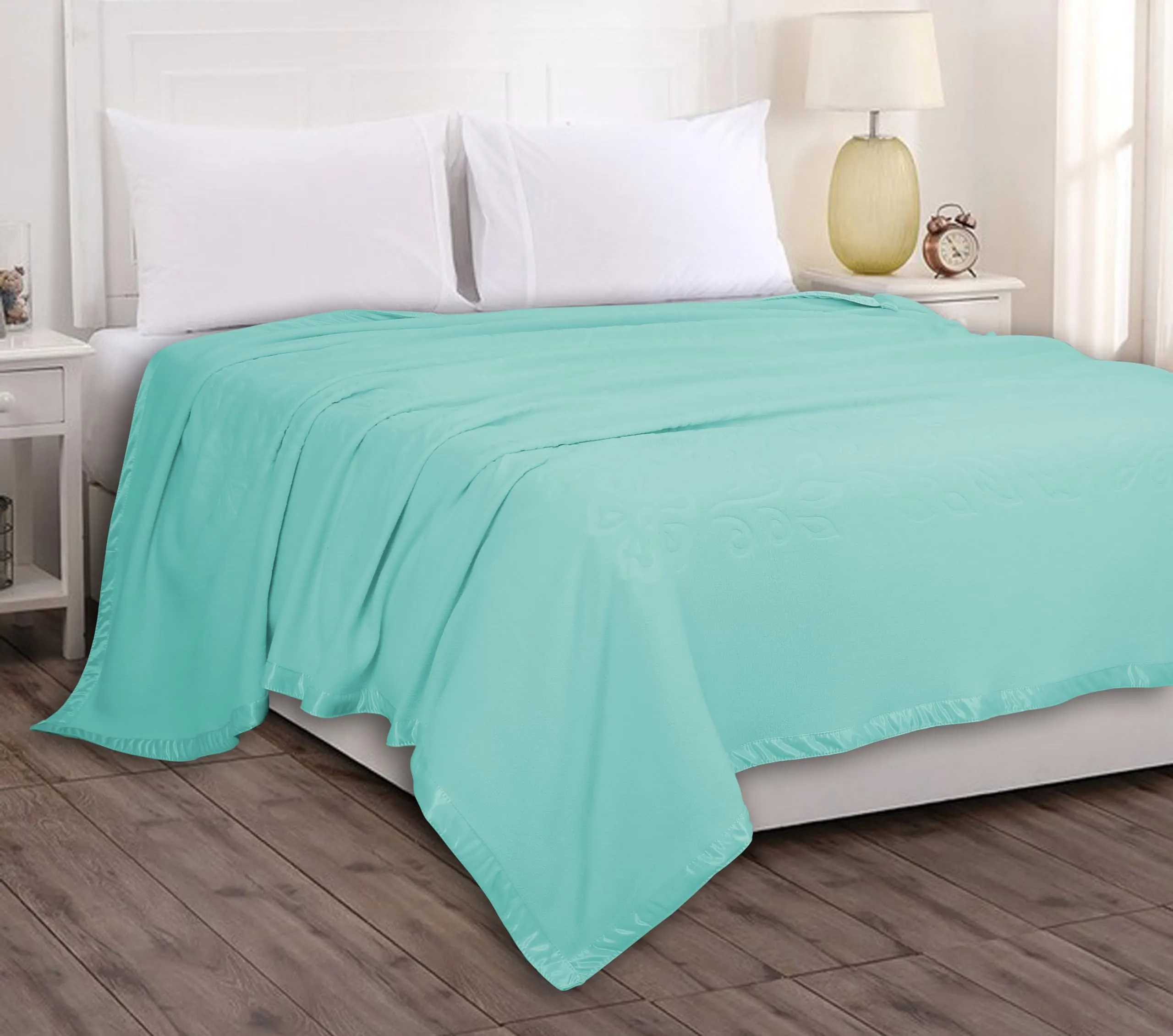 BSB HOME® 300 GSM Special for Heavy Winter Plain Light Weight and warm Woollen Blanket for Single Bed (152x220 cm, Color-Light Blue or Sky Blue)