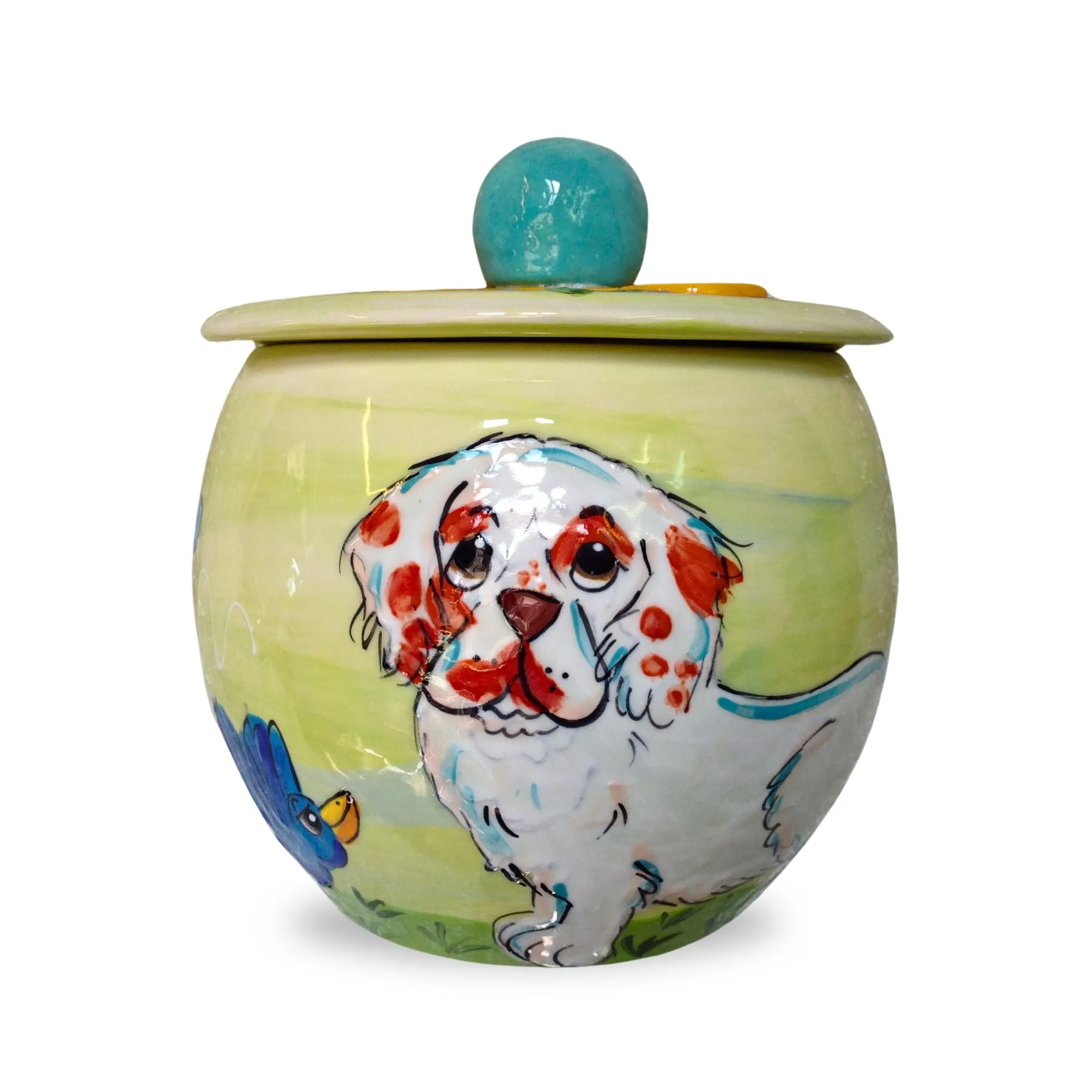 Clumber Spaniel Ceramic Delight - Customizable Dog Treat Jar by Debby Carman