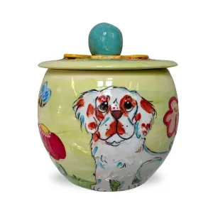 Clumber Spaniel Ceramic Delight - Customizable Dog Treat Jar by Debby Carman