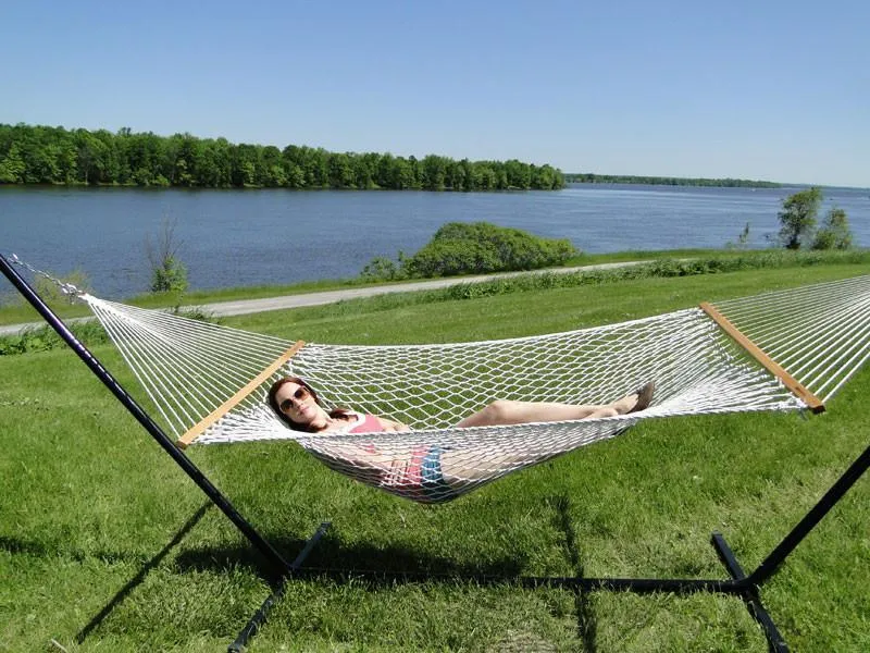 Cotton Rope Hammock with 3-Beam Stand