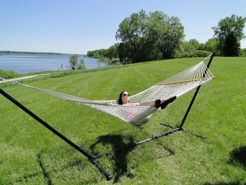 Cotton Rope Hammock with 3-Beam Stand