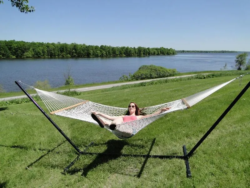 Cotton Rope Hammock with 3-Beam Stand