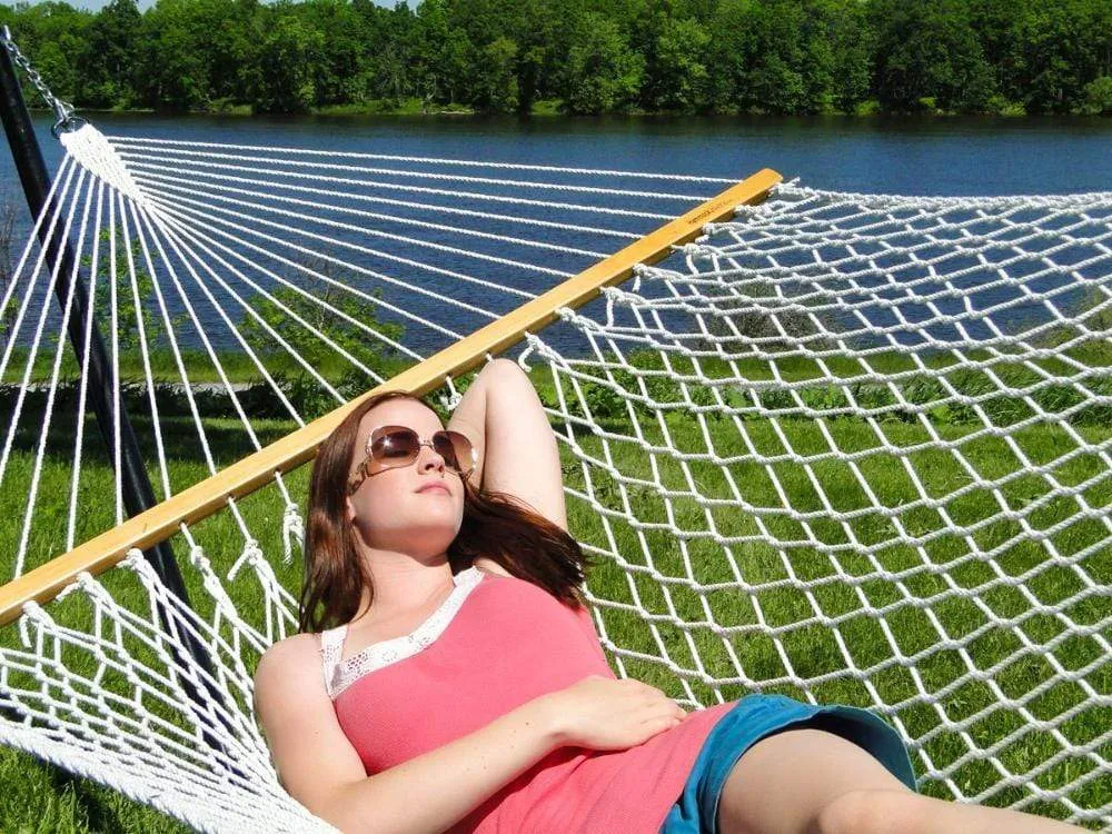 Cotton Rope Hammock with 3-Beam Stand