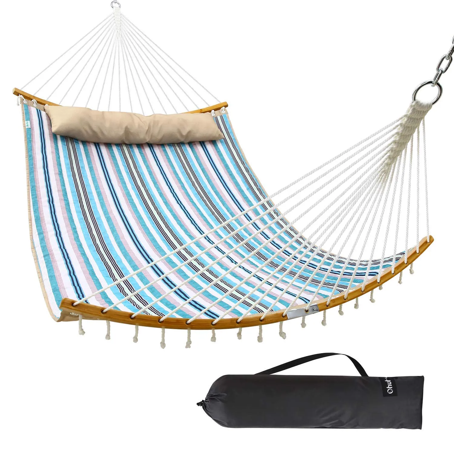 Double Hammock with Detachable Pillow Indoor & Outdoor Use - Ohuhu