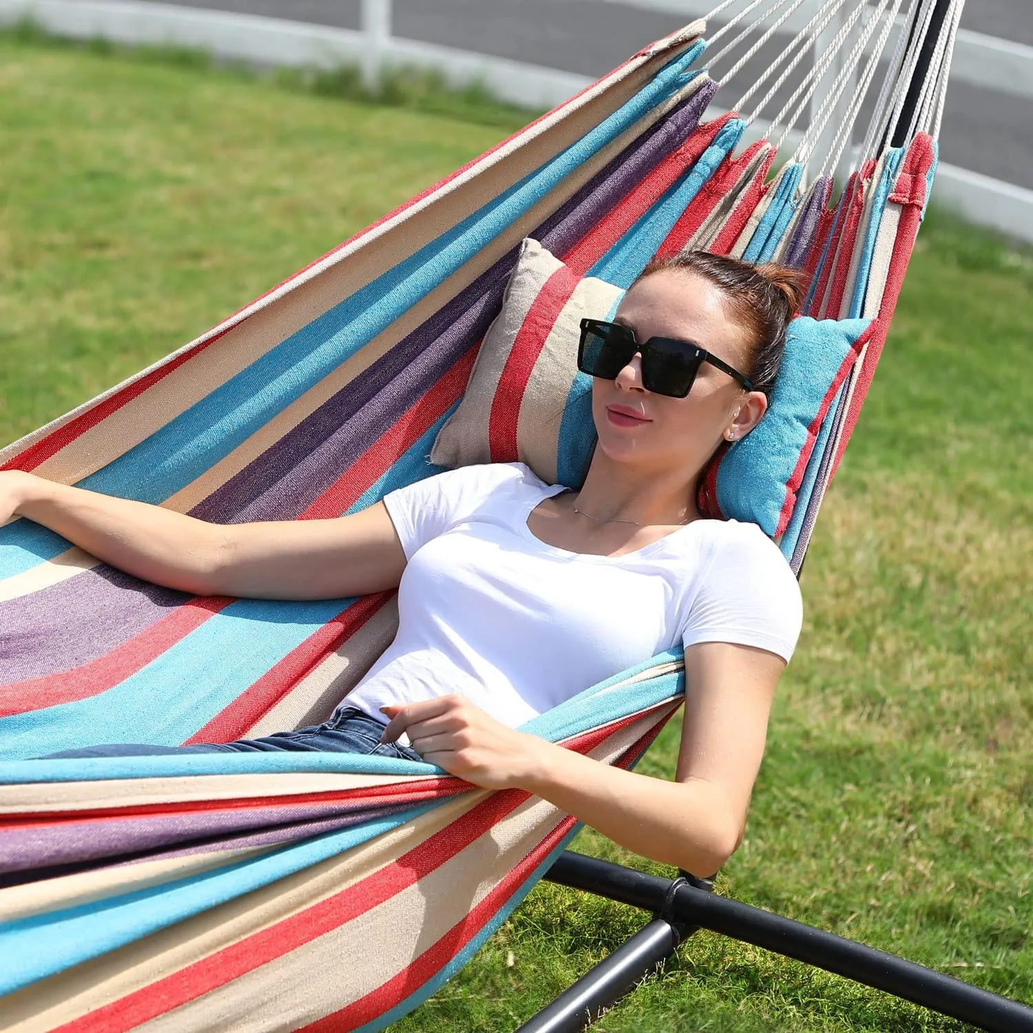 Double Hammock with Stand.