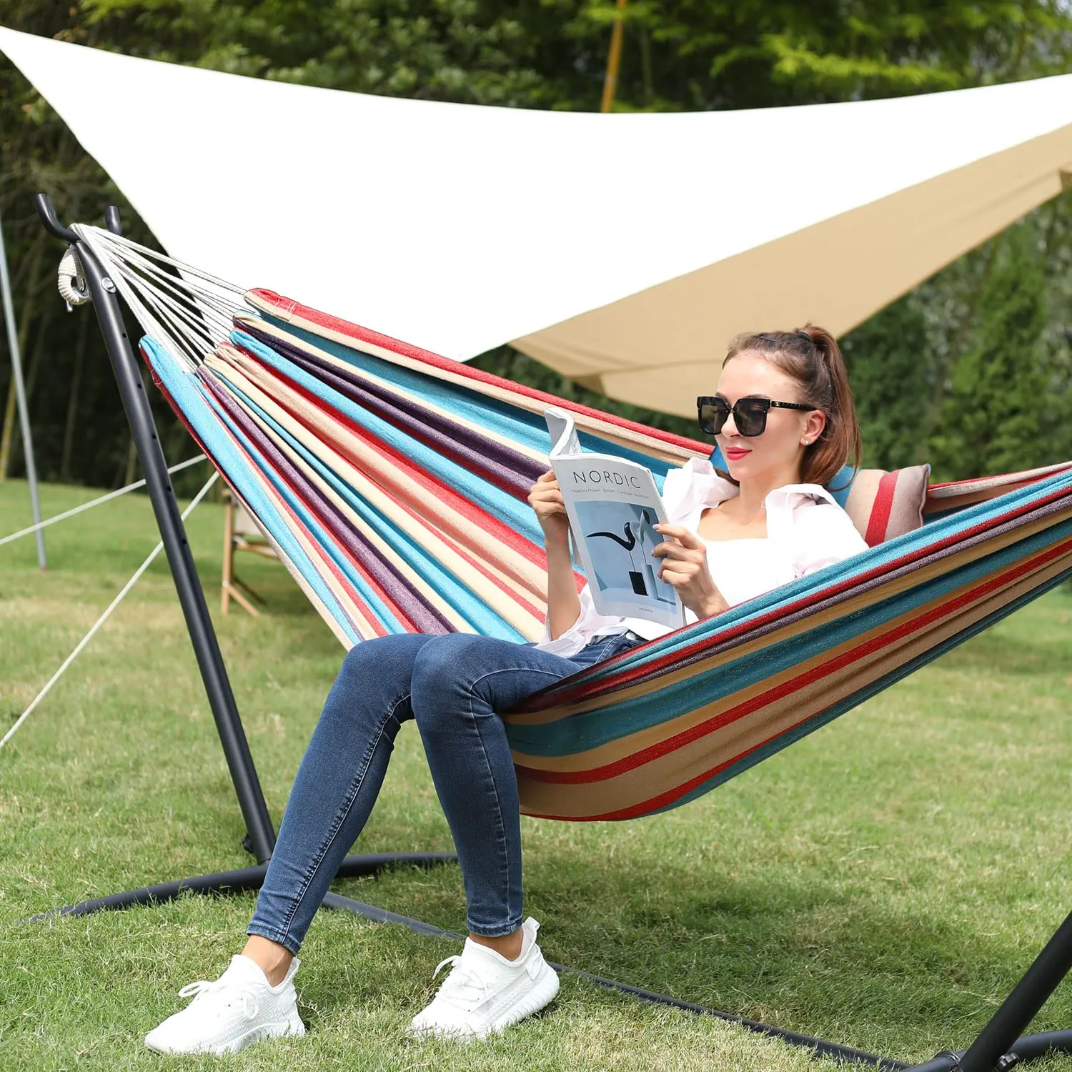 Double Hammock with Stand.