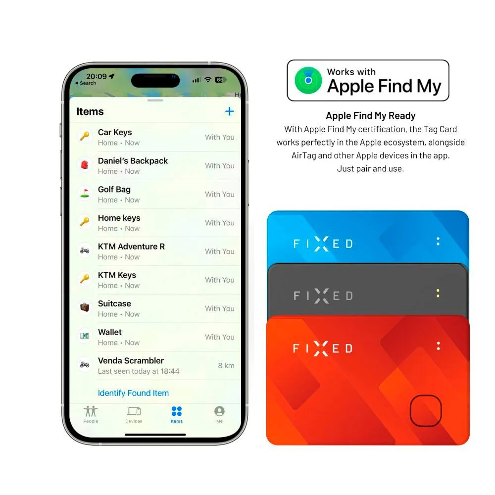 Fixed Tag Card – Bluetooth GPS Tracker – Apple Find My Kompatibel - Blå