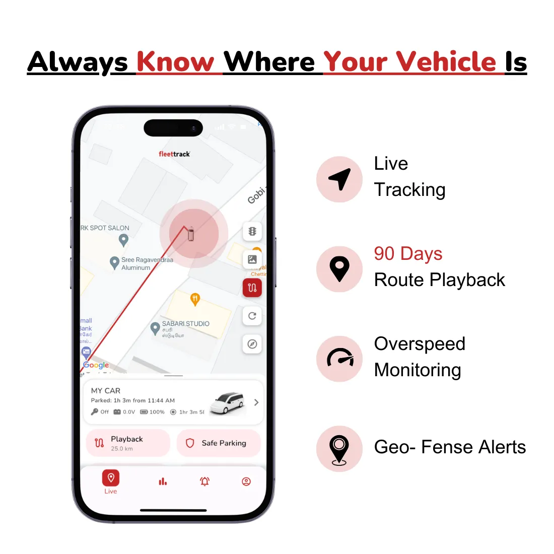 Fleettrack - Wired Hidden GPS Tracker (Live Location   Engine ON/Off Alerts) for Car, Bike, EV, Scooty, Truck, Bus | Anti-Theft | Towing Alerts | 12 Months SIM Data