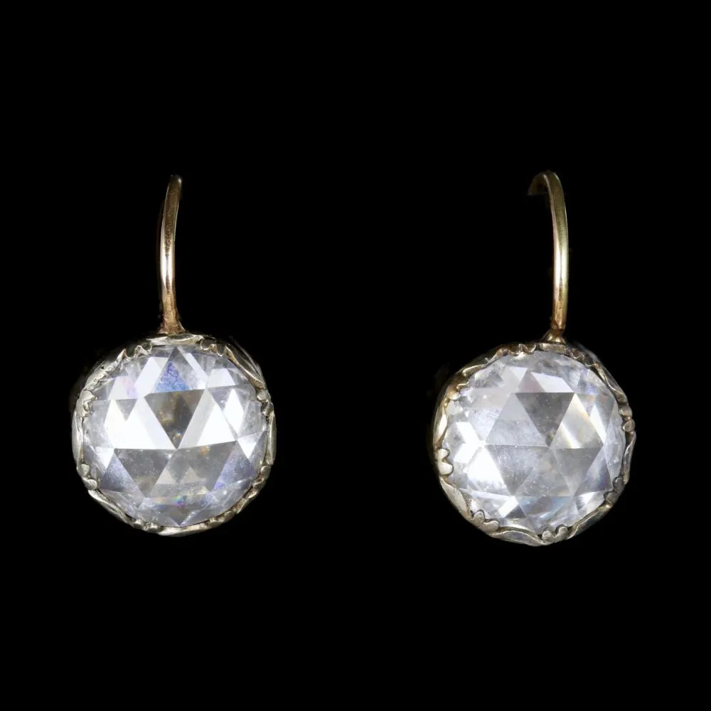 Georgian Briolette Paste Earrings 18Ct Gold Silver