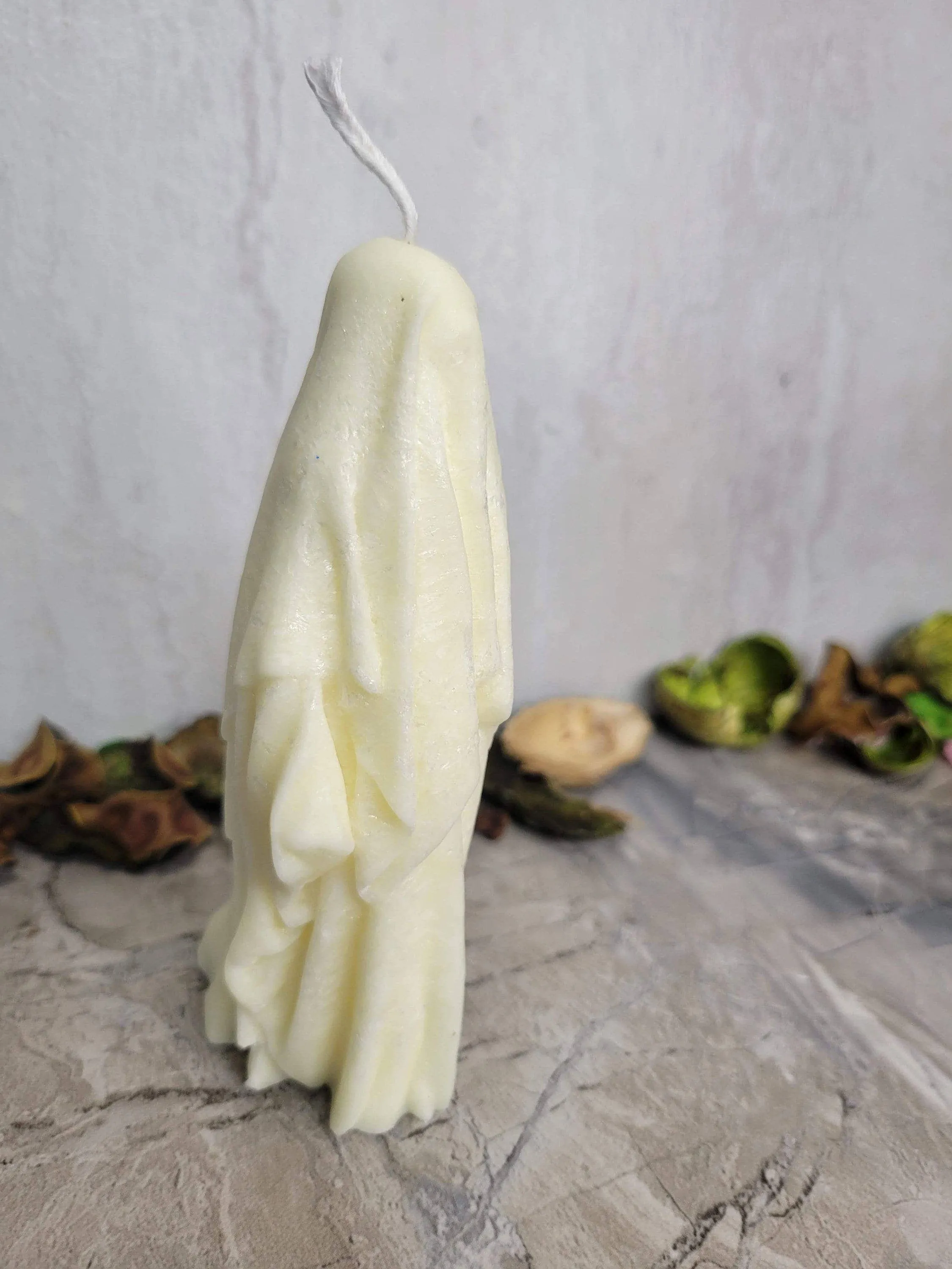 Ghost Handmade Candle - Palm Wax Halloween White Candle