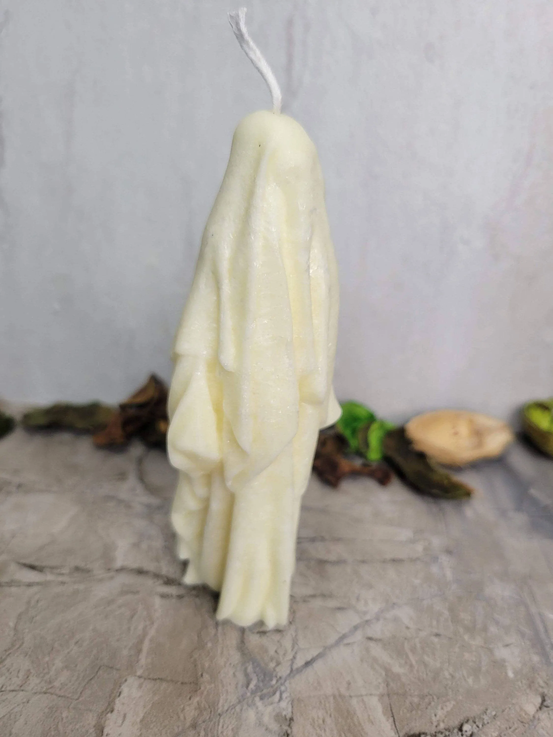 Ghost Handmade Candle - Palm Wax Halloween White Candle