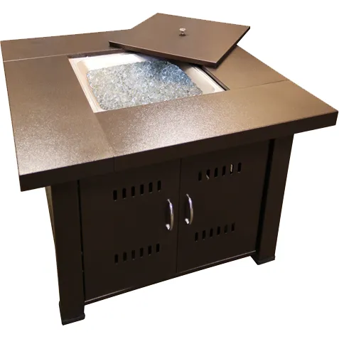 Hammered Bronze Square Fire Pit with Lid