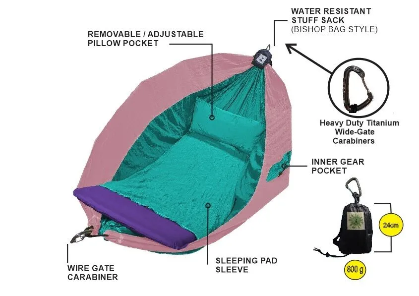 Hammock Adventurers Single 100% Parachute Material Cotton Candy