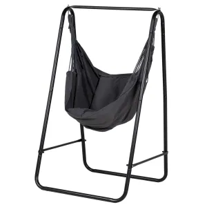 Hammock Chair with Stand, Hammock Swing Chair with Cushion, Grey