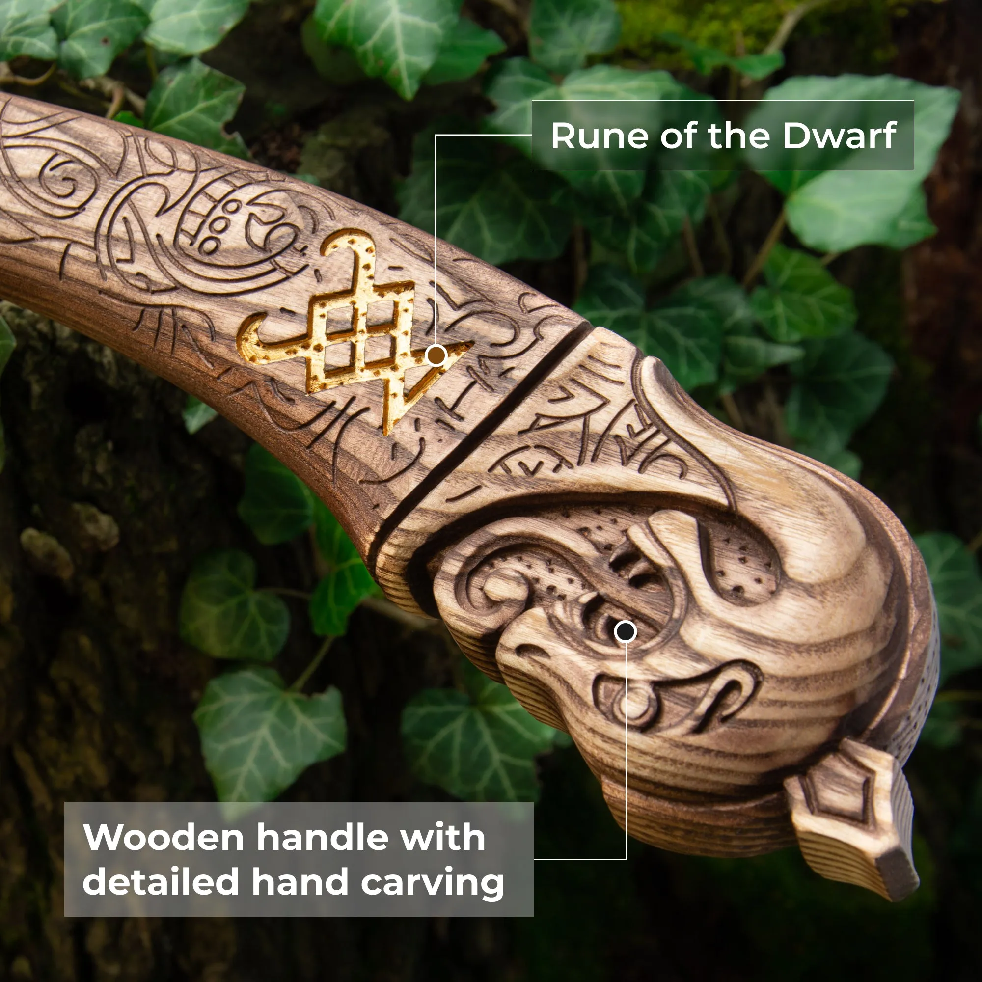 Handforged Leviathan Decorated Replica Axe - Gold