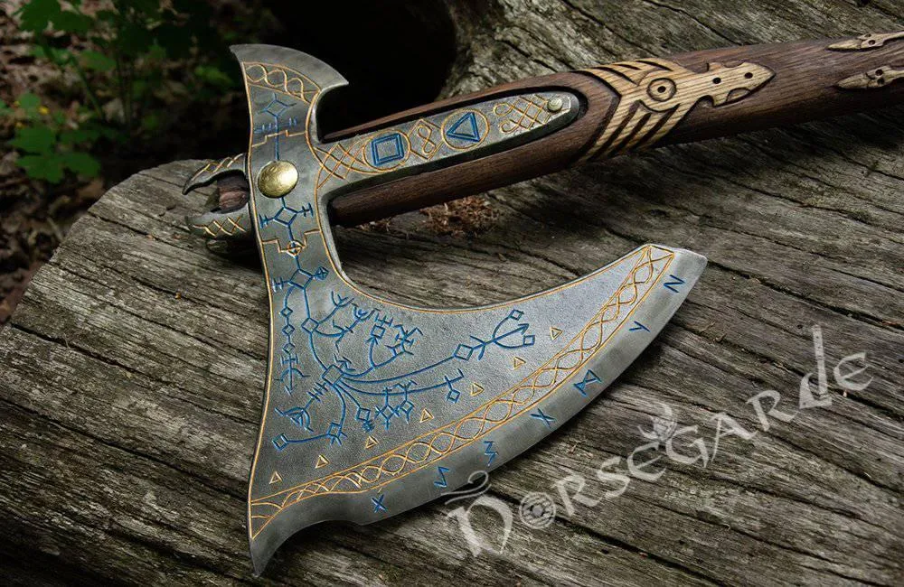 Handforged Leviathan Spiked Replica Axe - Ancient Gold