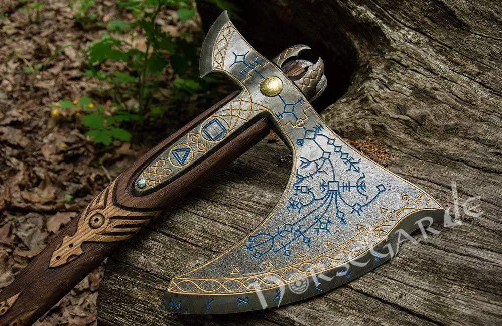 Handforged Leviathan Spiked Replica Axe - Ancient Gold