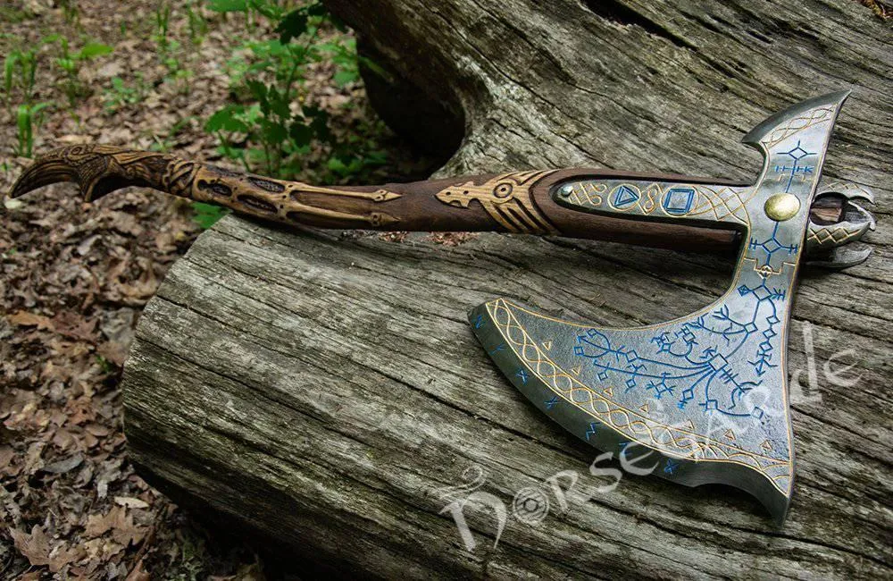 Handforged Leviathan Spiked Replica Axe - Ancient Gold