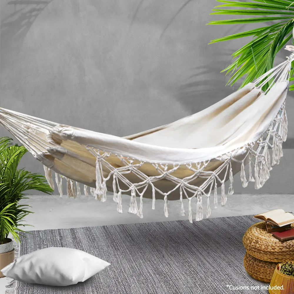 Hanging Tassel Hammock Swing Bed Cream