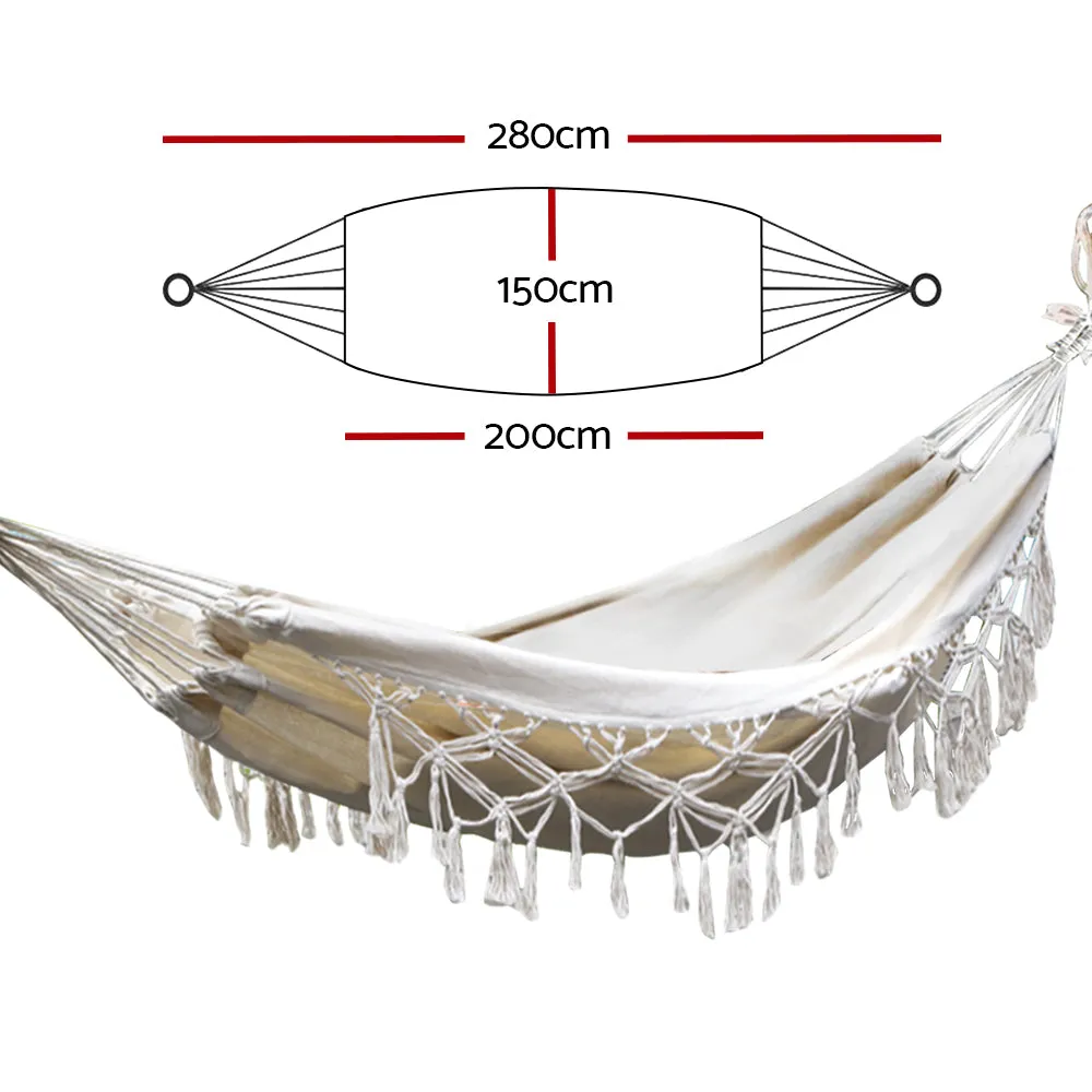 Hanging Tassel Hammock Swing Bed Cream