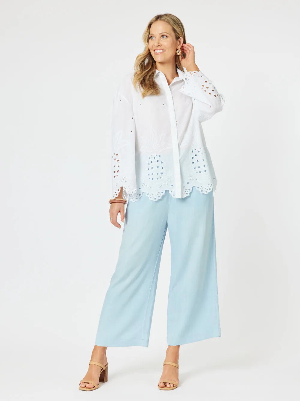 Harlow Wide Leg Pant - Blue