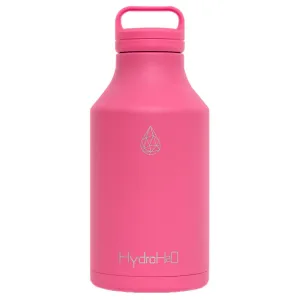 HYDRO H2O 64 oz Stainless Steel Water Bottle, 1/2 gallon Vacuum Insulated Water Bottle, BPA-Free Metal Flask,Lightweight Double Wall Large Thermos for camping,sports,Gym, (Half Gallon Pink)