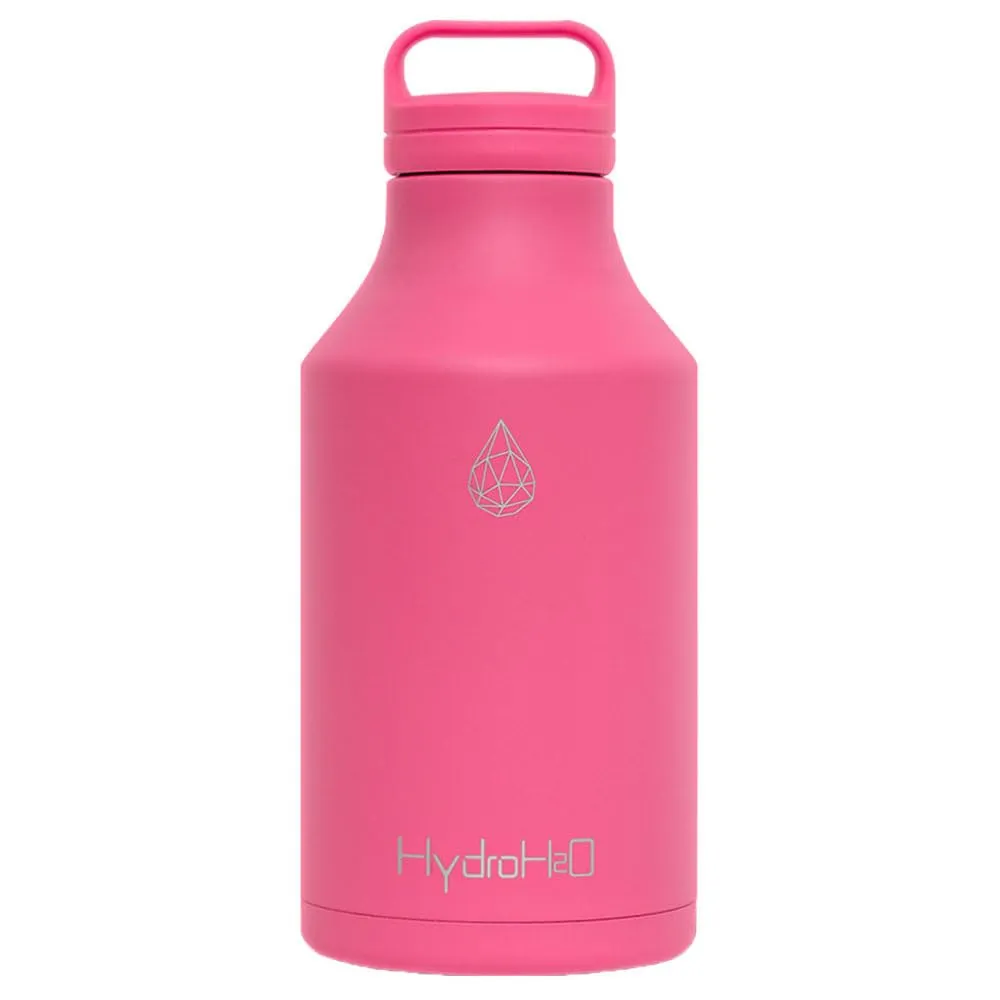 HYDRO H2O 64 oz Stainless Steel Water Bottle, 1/2 gallon Vacuum Insulated Water Bottle, BPA-Free Metal Flask,Lightweight Double Wall Large Thermos for camping,sports,Gym, (Half Gallon Pink)