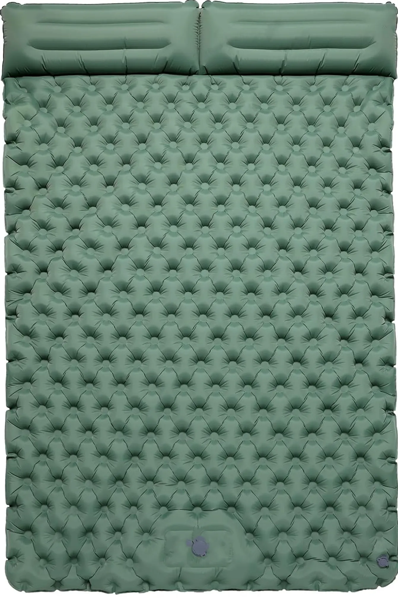 Inflatable Sleeping Mat with Built-In Pillow and Pump _ Green