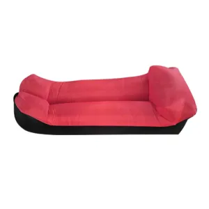 Inflatable Sofa Bed for Camping, Fishing, and Beach, Color-Blocking Pillow Style, Tear-Proof, 94.5 x 21.7 inches (Red   Black)