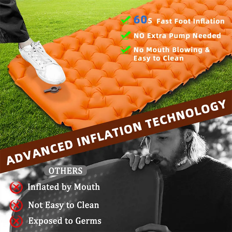 Inflatable Travel Camping Mattress Sleep Rest Pillow Pump Outdoor Pad