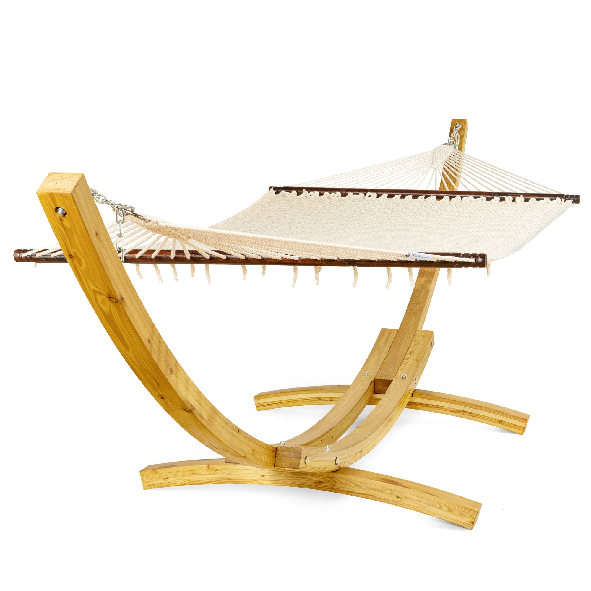 Jumbo Cream Hammock and Wood Arc Stand | Caribbean Hammocks