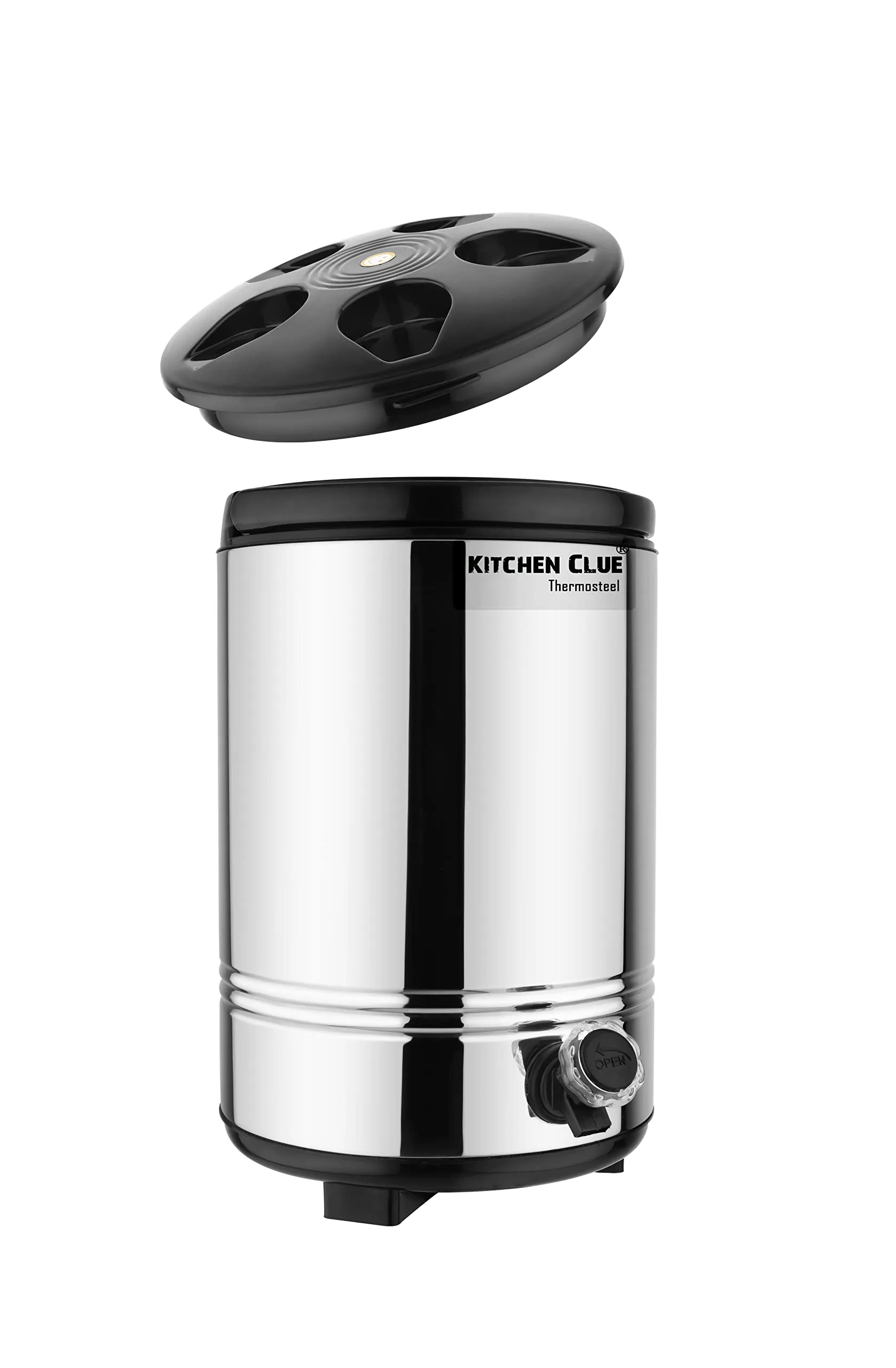 KITCHEN CLUE PU Insulated Water Dispenser for Office, Home Kitchen, 10 Liter I Hot and Cold Upto 4-5 Hours I Easy to Carry Plastic Handle I Hot Tea Flask/Jug for Winter Season I BPA Free (Silver)