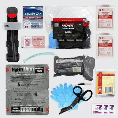 MediTac Intermediate Premium Bleeding Control Pack Feat. C.A.T. Tourniquet, Israeli Bandage, Compressed Gauze Dressing, Hyfin Chest Seals, Nasopharyngeal Airway (NPA), and QuikClot Gauze