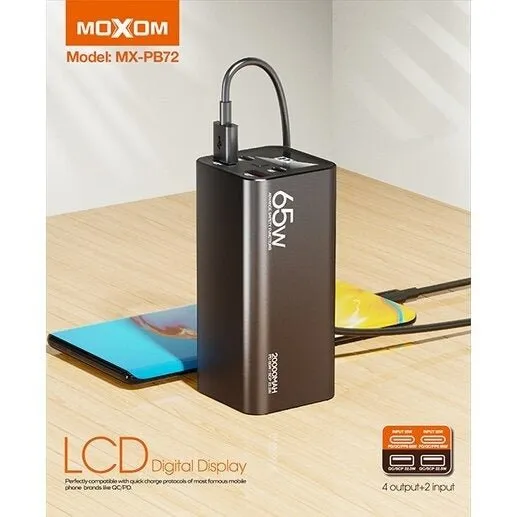 MOXOM 65W Fast Charging Power Bank PD65W LCD 20000mAh (MX-PB72)