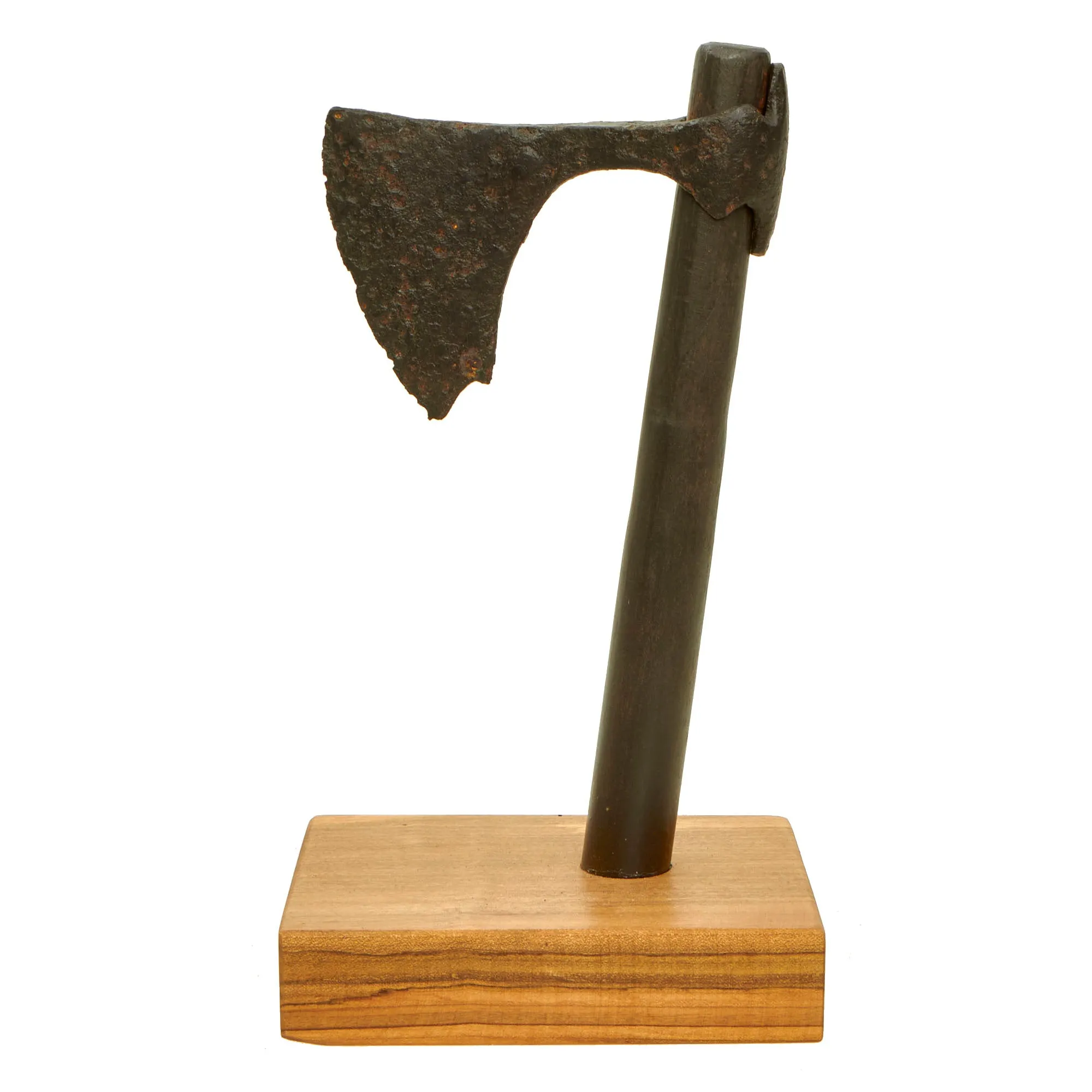 Original 9th - 10th Century Rus' People “Viking” One Handed Skeggøx Bearded Battle Axe Head Excavated in Western Ukraine with Stand