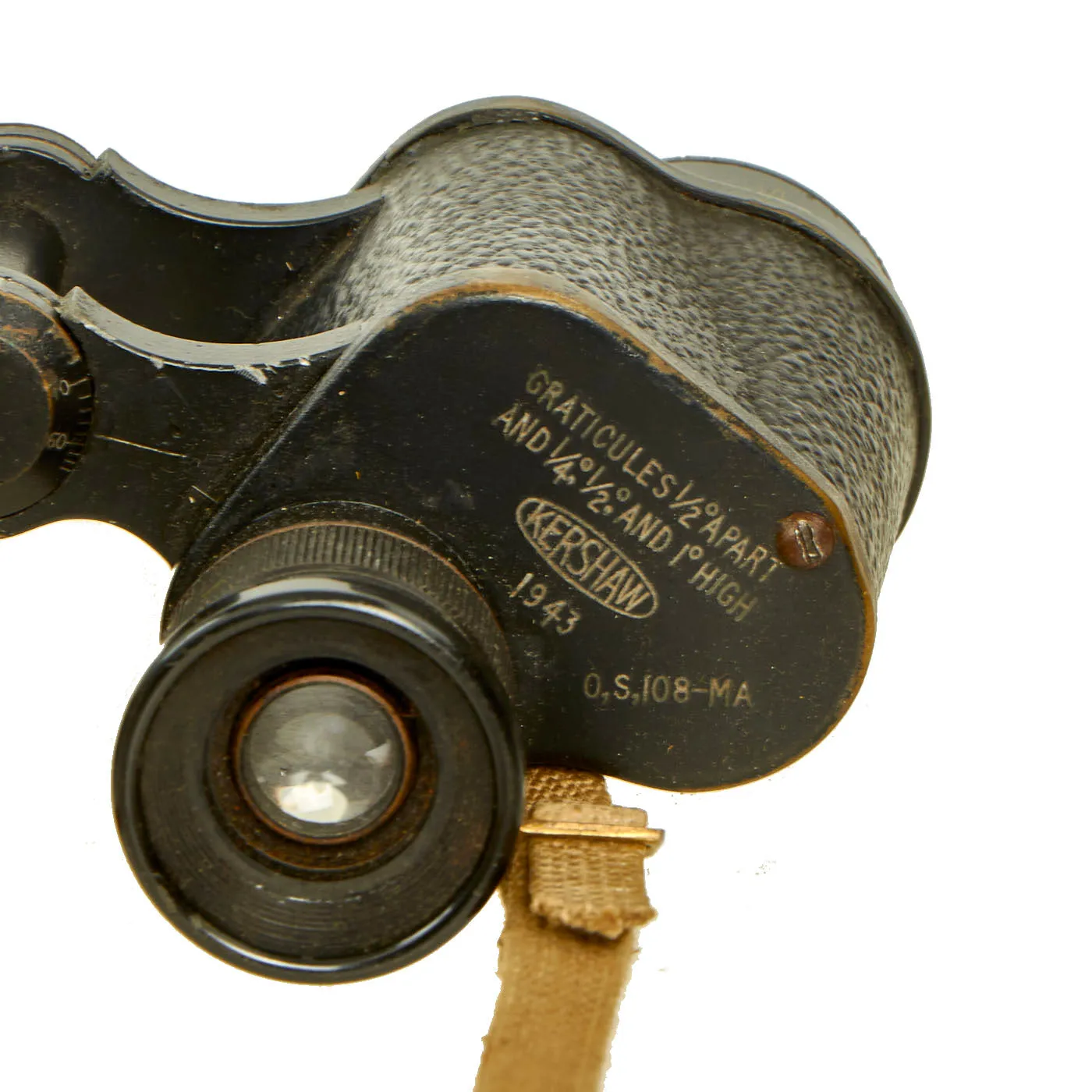 Original British WWII No.2 Mk.III 6X Binoculars Dated 1943 By Kershaw With 1941 Dated Case