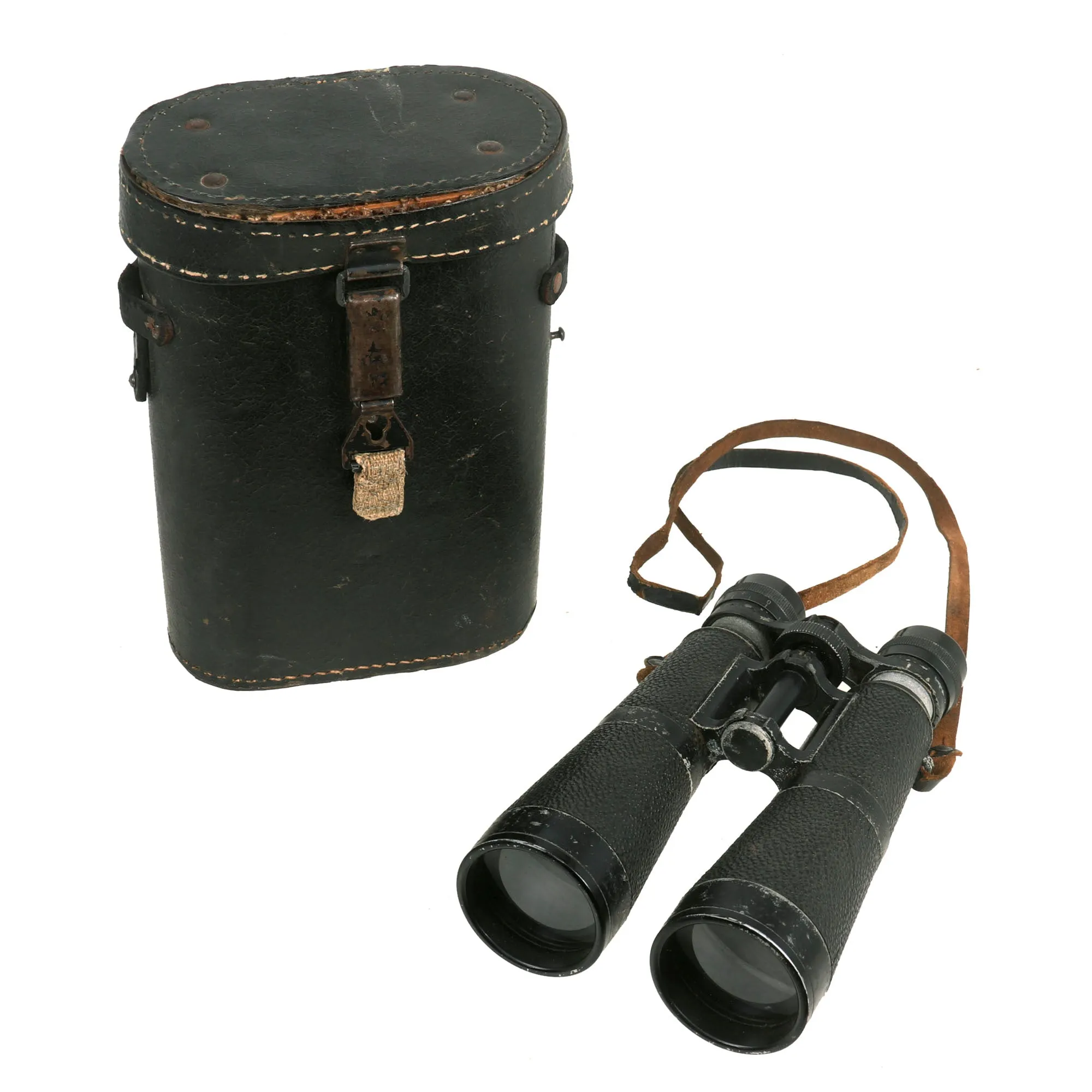 Original German Early WWII Hensoldt-Wetzlar 10x50 Dialyt Marine Naval Binoculars and Case