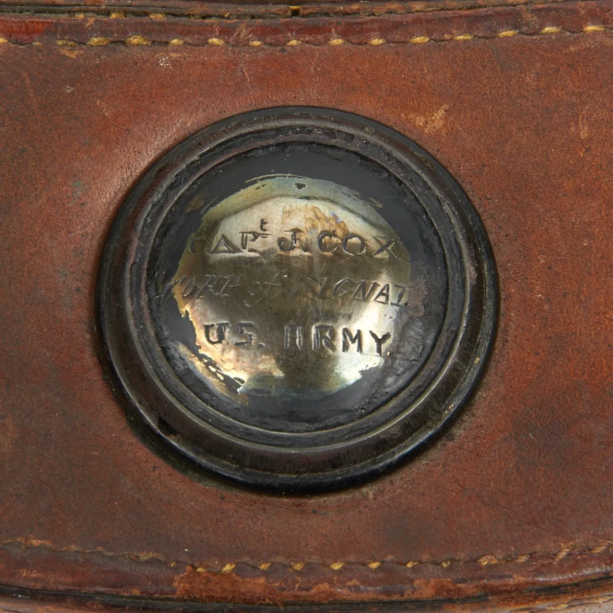 Original U.S. WWI Officer Binoculars in Lather Case - Named to Captain Cox